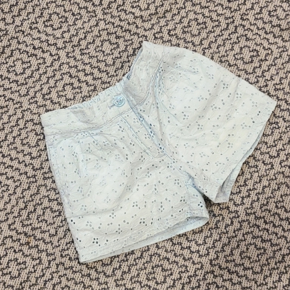 Janie and Jack Pale Blue Eyelet Lined Dress Shorts Size  2